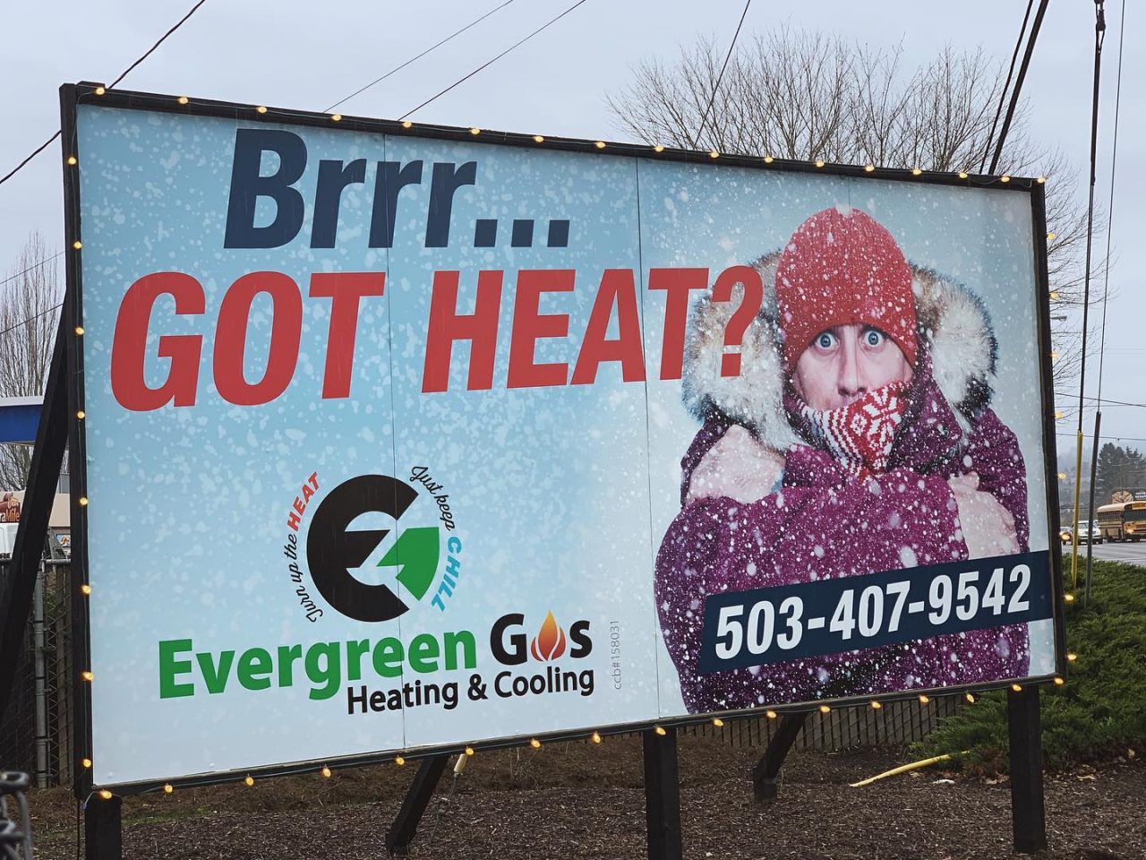2019 Winter Billboard Up Evergreen Gas Heating Cooling